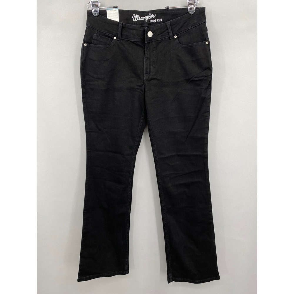 Wrangler Boot Cut Jeans Womens 13 x 34 Deep Dyed Black Denim Stretch Western‎